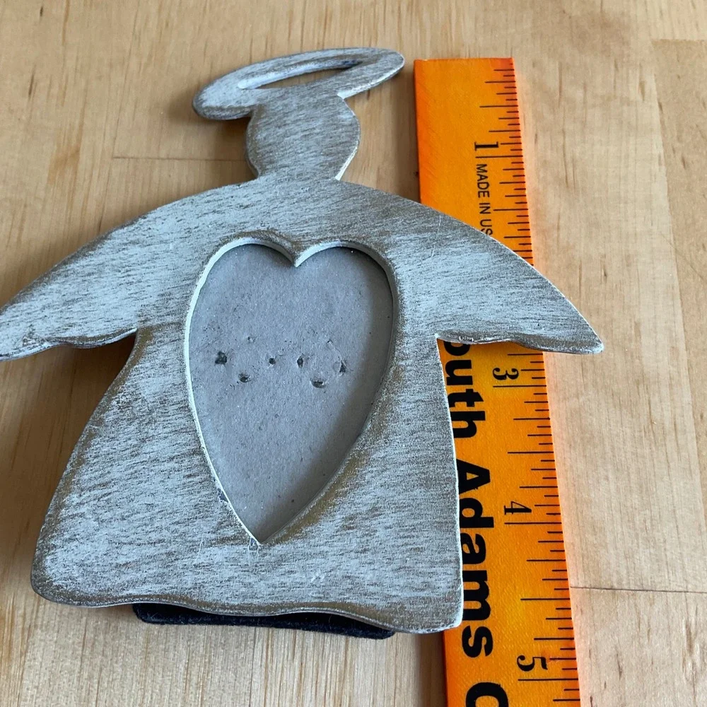 Ashleigh Manor Angel Heart Picture Frame Distressed Silver Tone Tabletop Decor